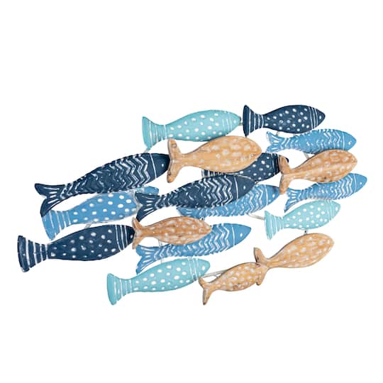 Hand-Stamped Metal School of Fish Wall D&#xE9;cor